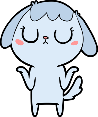 Bir insan tarafından çizilmiş şirin bir çizgi film köpeği.