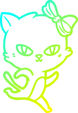 Bir insan tarafından çizilmiş bir çizgi film kedisinin soğuk gradyan çizgisi.