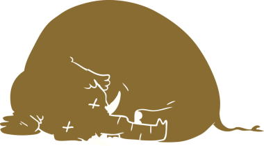 Bir insan tarafından çizilmiş düz renk çizgi film ölü mamut.