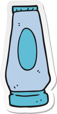 Bir insan tarafından çizilmiş çizgi film losyonunun çıkartması.