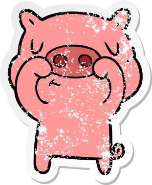 Bir insan tarafından çizilmiş çizgi film içerikli bir domuzun sıkıntılı çıkartması.