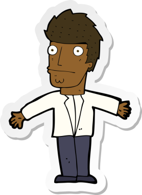 Bir insan tarafından çizilmiş, kafası karışmış bir adamın çıkartması.