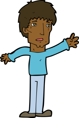 Çizgi film endişeli bir adam bir insan tarafından çizilmiş