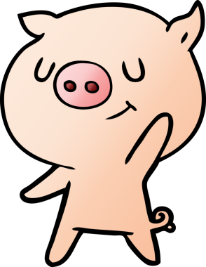 Bir insan tarafından çizilmiş mutlu domuz çizimi.