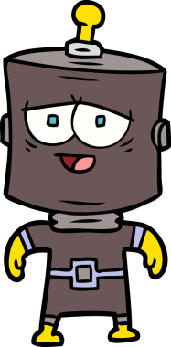 Bir insan tarafından çizilmiş çizgi film robotu