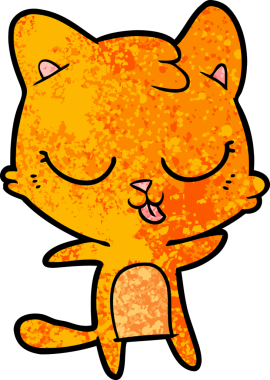 Bir insan tarafından çizilmiş sevimli çizgi film kedisi.