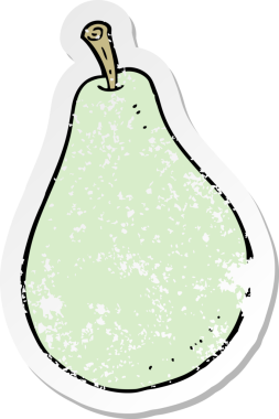 Bir insan tarafından çizilmiş karikatür armutunun gerilimli retro yapıştırması