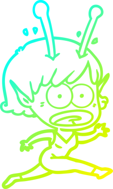 Bir çizgi film karakteri, bir insan tarafından çizilmiş soğuk gradyan çizimi.