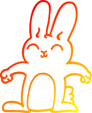 Bir insan tarafından çizilmiş mutlu çizgi film tavşanı çizimi.