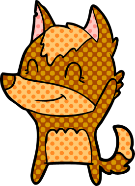 Bir insan tarafından çizilmiş tilki çizgi film karakteri