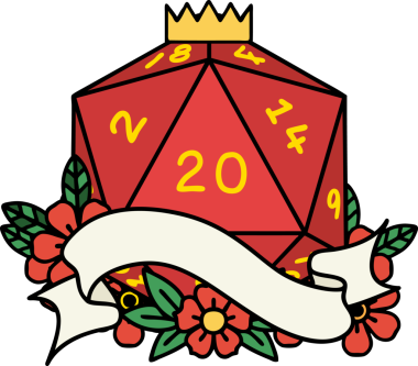 Retro Dövme Biçimi Doğal 20 D20 zar bir insan tarafından çizildi