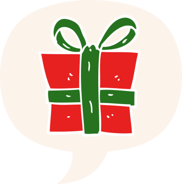 bir insan tarafından çizilmiş retro tarzı konuşma baloncuğu ile çizgi film hediyesi