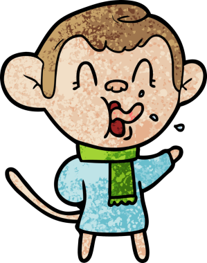 Bir insan tarafından çizilmiş çılgın çizgi film maymunu