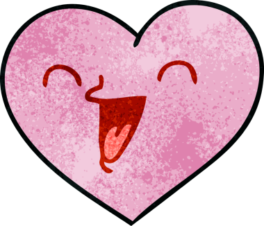 Bir insan tarafından çizilmiş garip, mutlu bir kalp.