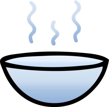 Bir insan tarafından çizilmiş sıcak çorbanın gölgeli karikatürü.