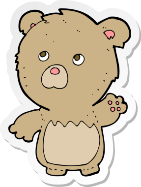 Bir insan tarafından çizilmiş oyuncak ayının çıkartması.