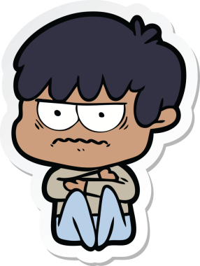 Bir insan tarafından çizilmiş kızgın bir çizgi film çocuğunun çıkartması.