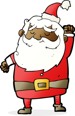 Noel Baba çizgi filmi bir insan tarafından çizilmiş havayı yumrukluyor.