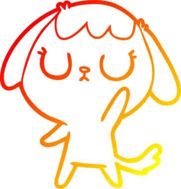 Bir insan tarafından çizilmiş sevimli bir köpeğin sıcak çizgi çizgisi.