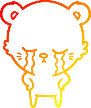 Bir insan tarafından çizilen ağlayan çizgi film ayısının sıcak çizgi çizgisi.