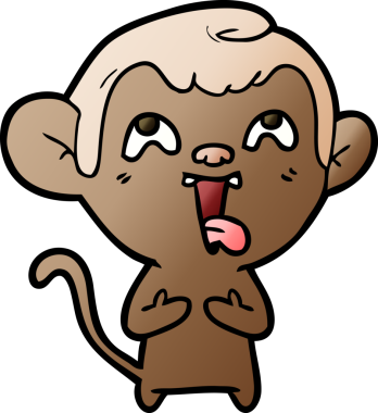 Bir insan tarafından çizilmiş çılgın çizgi film maymunu