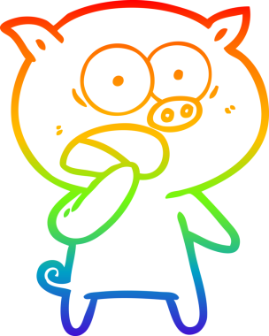 Bir insan tarafından çizilmiş şok olmuş bir domuz çizgi filminin çizimi.