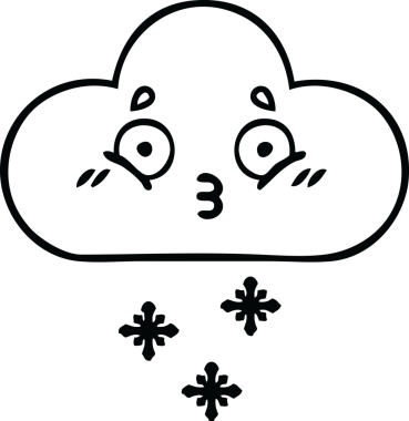 Bir insan tarafından çizilmiş bir kar bulutunun çizgi çizimi