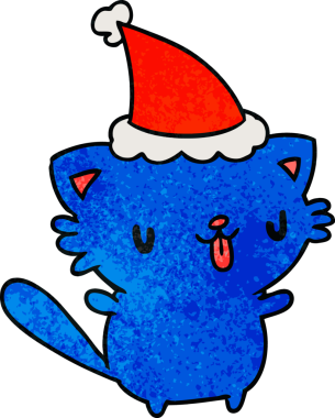 Bir insan tarafından çizilmiş kawaii kedisinin el yapımı karikatürü.