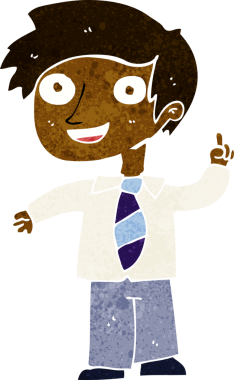 Bir insan tarafından çizilmiş bir fikri olan karikatür okulu çocuğu.