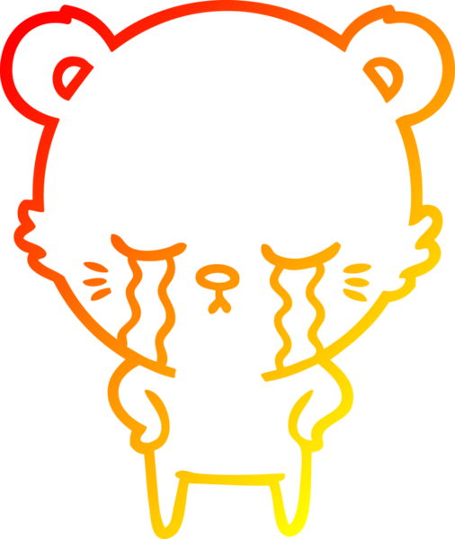 Bir insan tarafından çizilen ağlayan çizgi film ayısının sıcak çizgi çizgisi.