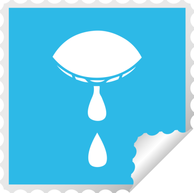 Bir insan tarafından çizilmiş ağlayan bir gözün kare soyulmuş çıkartması.