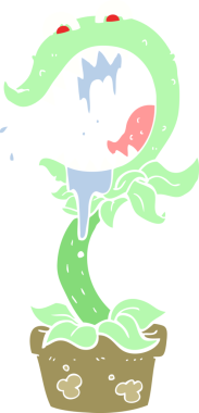 Bir insan tarafından çizilmiş etobur bitkinin düz renk çizimi