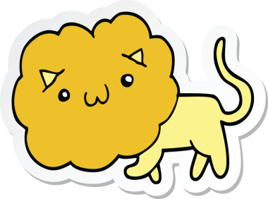 Bir insan tarafından çizilmiş şirin bir aslanın çıkartması.