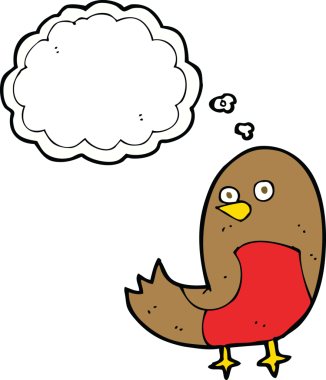 Bir insan tarafından çizilmiş düşünce balonlu çizgi robin.