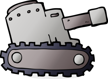 Bir insan tarafından çizilmiş karton ordu tankı.