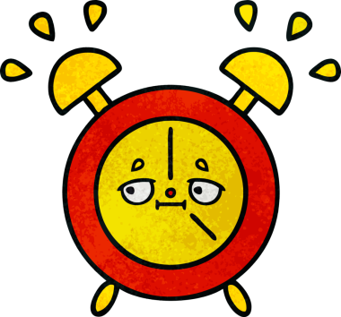 Bir insan tarafından çizilmiş bir çalar saatin retro grunge desen karikatürü