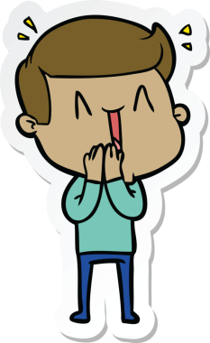 Bir insan tarafından çizilmiş heyecanlı bir adamın çıkartması.