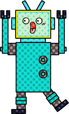 bir insan tarafından çizilmiş bir robotun çizgi roman tarzı