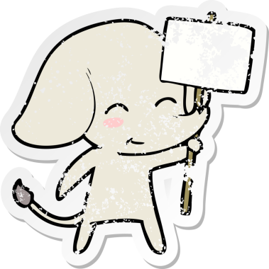 Bir insan tarafından çizilmiş şirin bir filin sıkıntılı çıkartması