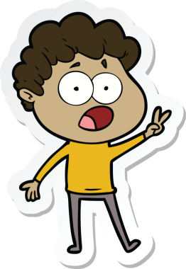 Bir insan tarafından çizilmiş, şaşırarak nefes nefese kalmış bir çizgi film karakterinin çıkartması.