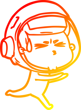 Bir çizgi film karakteri, bir insan tarafından çizilmiş astronot çizimi.