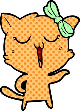 Bir insan tarafından çizilmiş çizgi film kedisi.