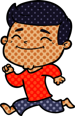 Bir insan tarafından çizilen mutlu çizgi film adamı.