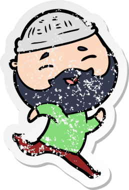 Bir insan tarafından çizilmiş mutlu sakallı bir adamın sıkıntılı çıkartması.