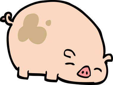 Bir insan tarafından çizilmiş karalama tarzı çizgi film domuzu.