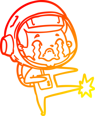 Bir insan tarafından çizilmiş, ağlayan bir astronotun sıcak çizgi çizimi