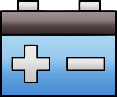 Bir insan tarafından çizilmiş bir araba aküsünün gölgelenmiş karikatürü