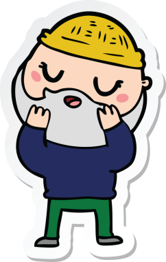 Bir insan tarafından çizilmiş sakallı bir karikatür adamın çıkartması.