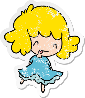 Bir insan tarafından çizilmiş sevimli bir kawai kızının sıkıntılı karikatür çizimi