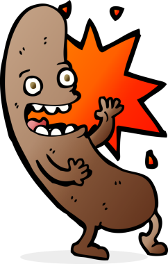 Bir insan tarafından çizilmiş çılgın çizgi film sosisi.